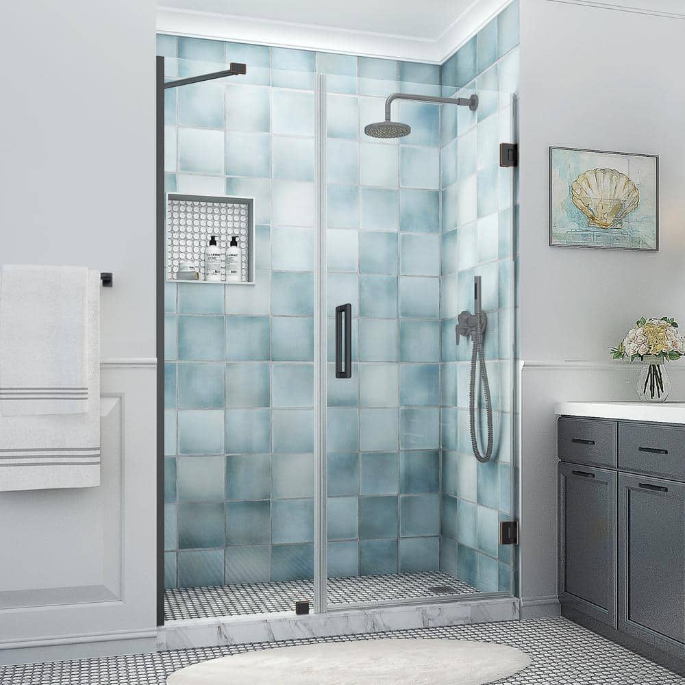 Belmore XL 56.25 - 57.25 in. W x 80 in. H Frameless Hinged Shower Door with Clear StarCast Glass in Oil Rubbed Bronze price history on PriceWatchPro