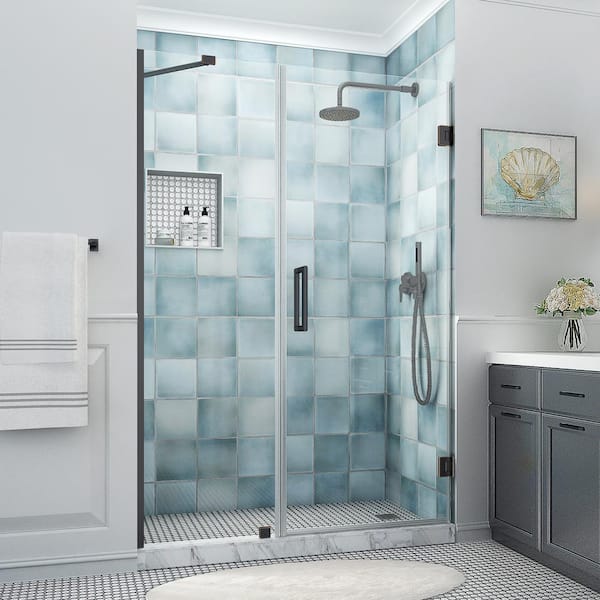 Aston Belmore XL 56.25 - 57.25 in. W x 80 in. H Frameless Hinged Shower Door with Clear StarCast Glass in Oil Rubbed Bronze