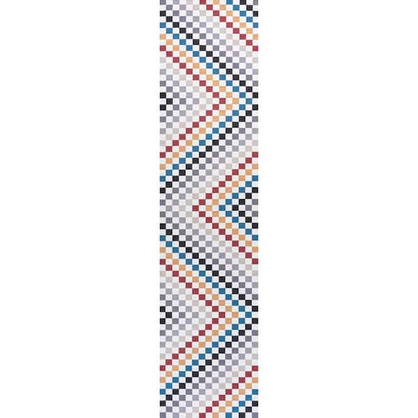 JONATHAN Y Ainsley Modern Cottage Checkerboard Washable Multi-Colored 2 ft. x 8 ft. Runner Rug