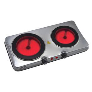 Ceramic Glass 2-Burner 7.3 in. and 6.1 in. Stainless Steel Hot Plate