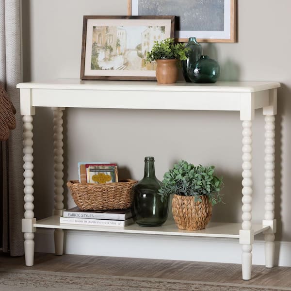 Bayard 43.3 in. White Rectangle Wood Console Table