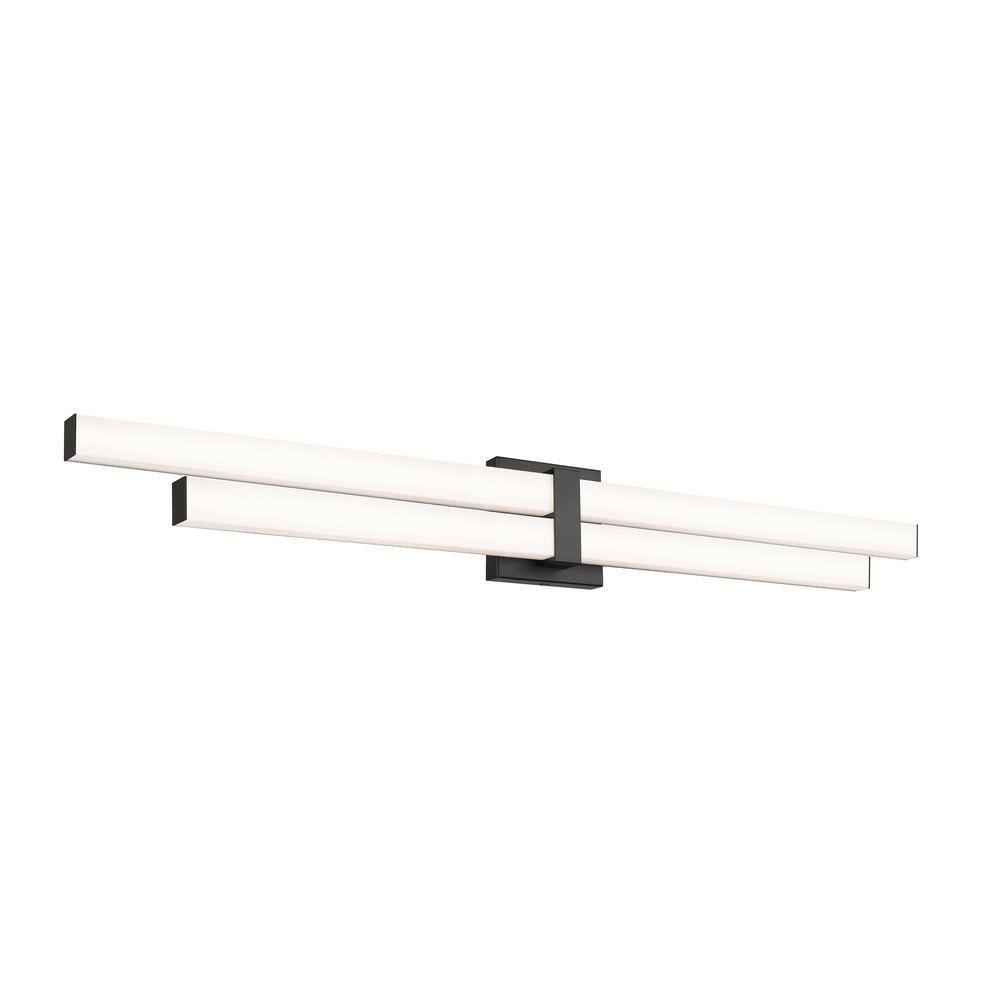 Zane 40" Matte Black LED Vanity Light with Frosted Diffusers