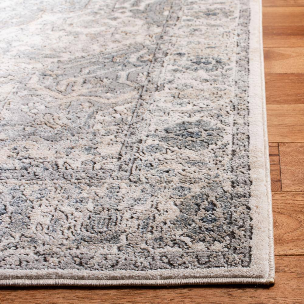 Gray Medallion Stain-Resistant Synthetic Runner Rug