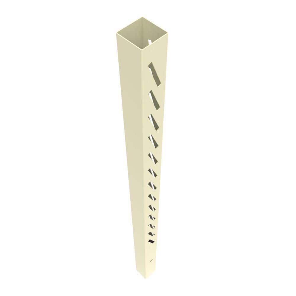 Sand Vinyl Louvered 6-in x 6-in x 102-in Corner Fence Post