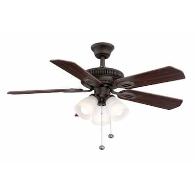 Hampton Bay Glendale 42 in. LED Indoor White Ceiling Fan with Light Kit ...