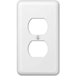 Declan 1-Gang White Duplex Outlet Metal Wall Plate (1-Pack)