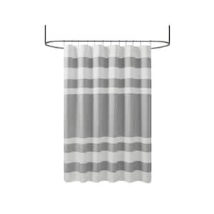 72 in. W x 84 in. L Polyester Waffle Weave Design Shower Curtain with 3M Treatment in Gray for Showers, Saunas and Tubs