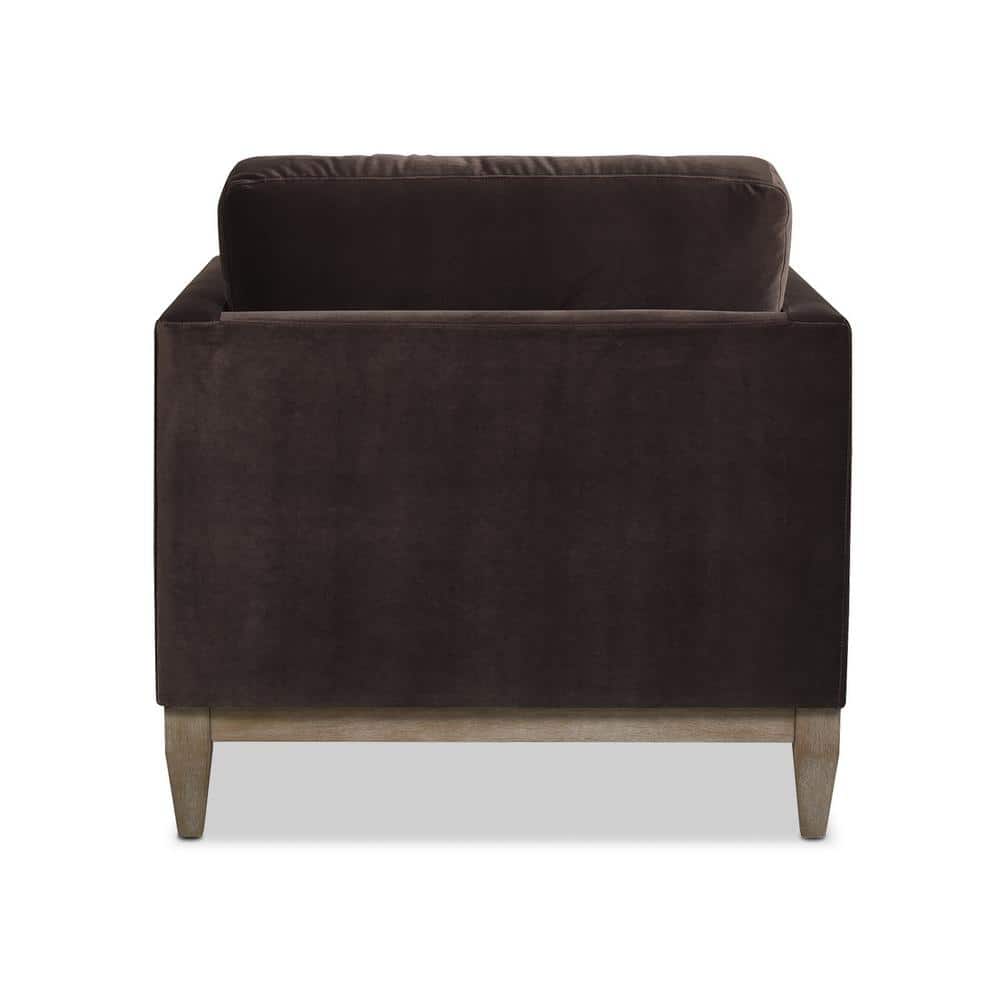 Knox Deep Brown Velvet and Wood Armchair 36"