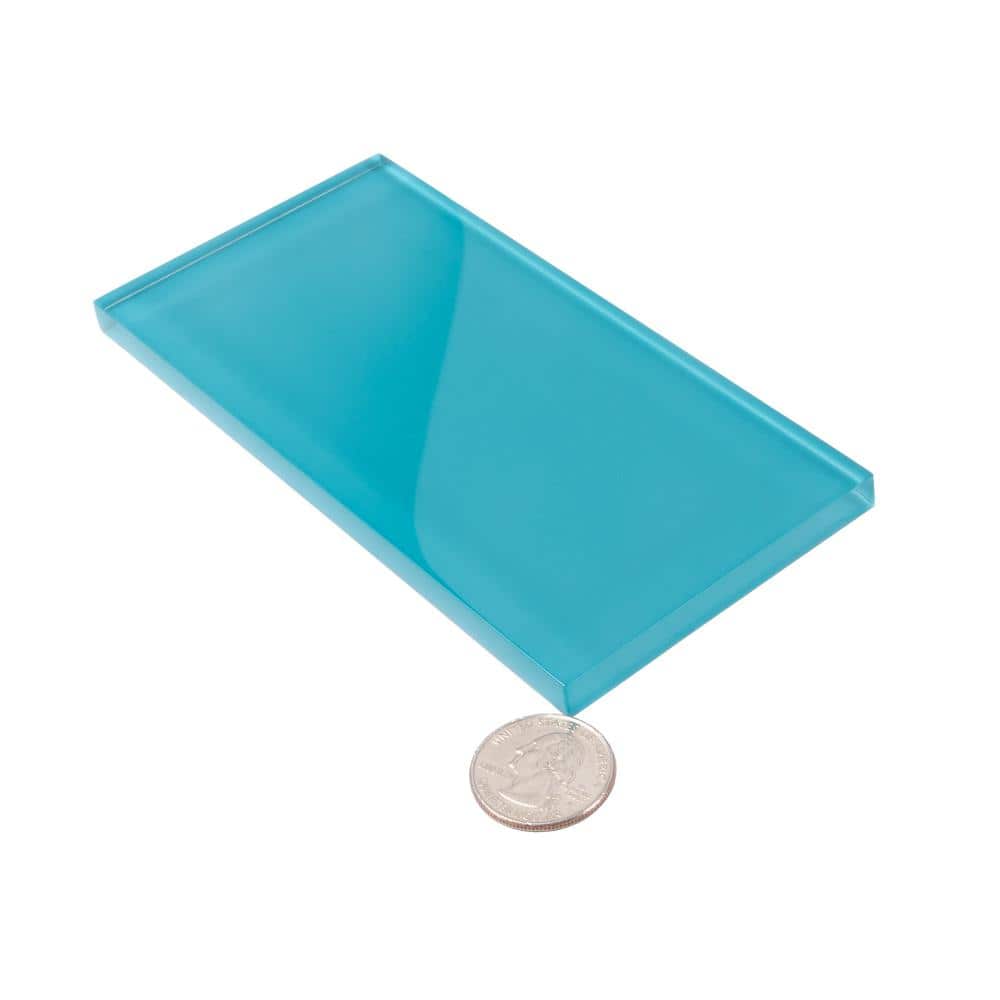 Cerulean Blue 3x6 Glossy Glass Subway Wall Tile, 40 Pack
