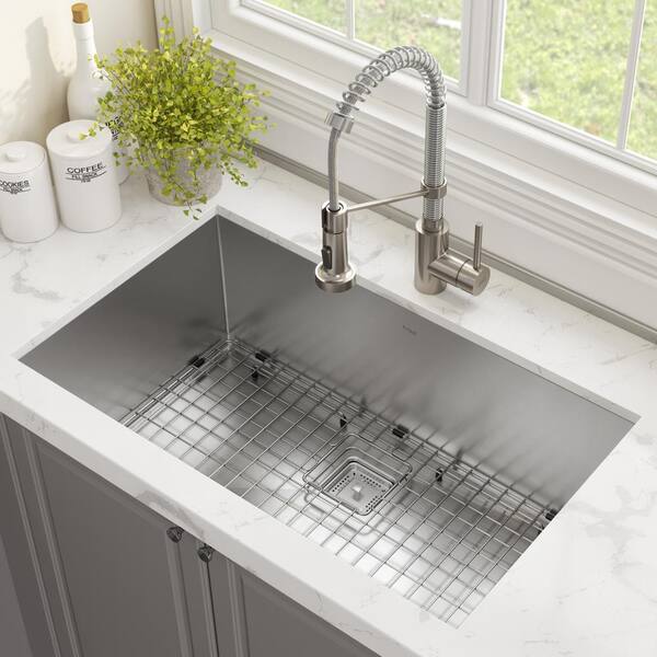 Kraus Pax Rectangular Undermount Stainless Steel Laundry Utility Sink, Silver