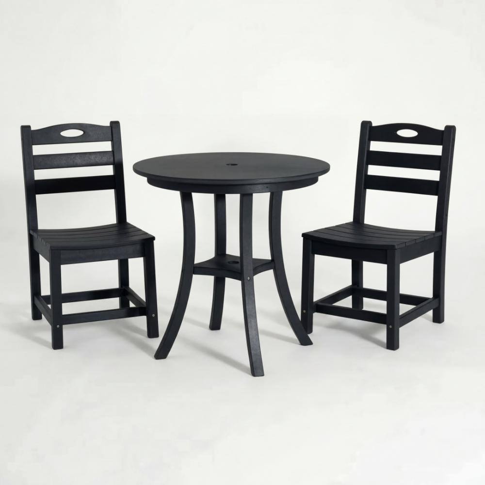 Black  3-Piece HDPE Outdoor Patio Bistro Set  with Round Table and 2 Chairs  for Patios price history on PriceWatchPro