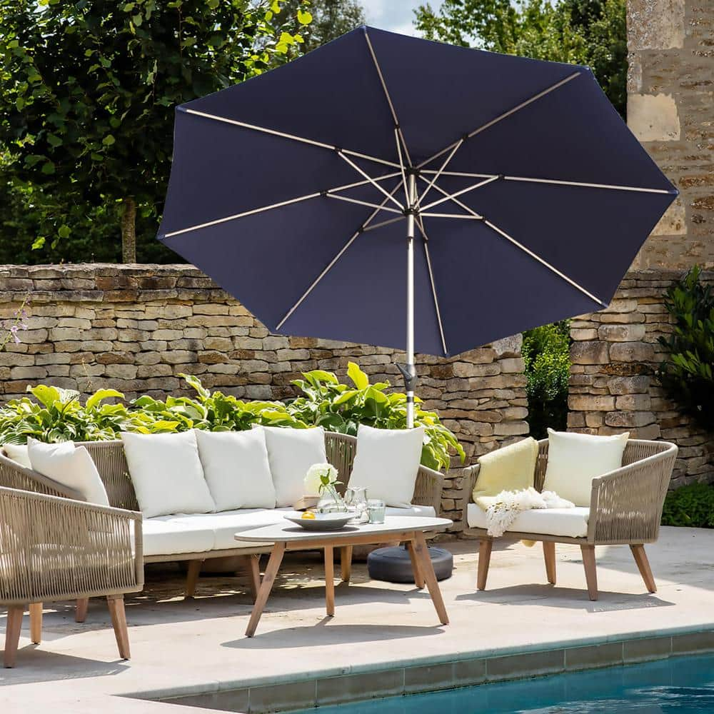 Boyel Living 10 ft. Market Patio Umbrella with Push Button Tilt and Crank in Navy Blue