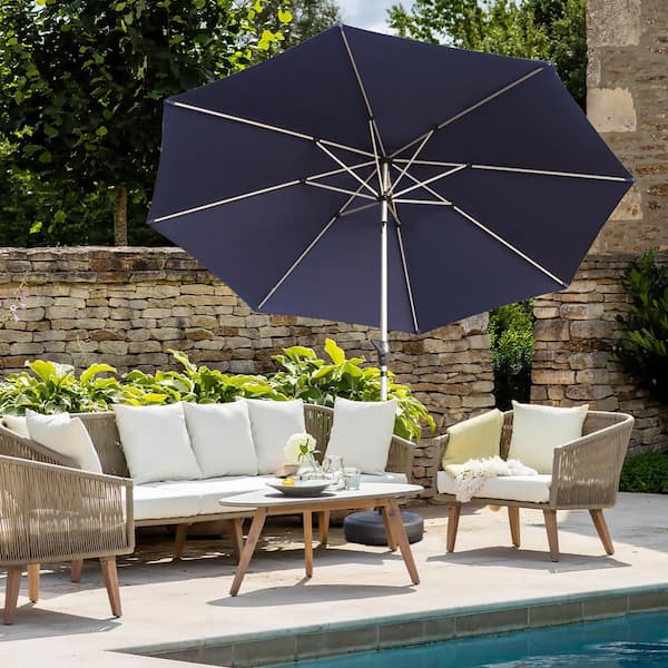 Boyel Living 10 ft. Market Patio Umbrella with Push Button Tilt and Crank in Navy Blue