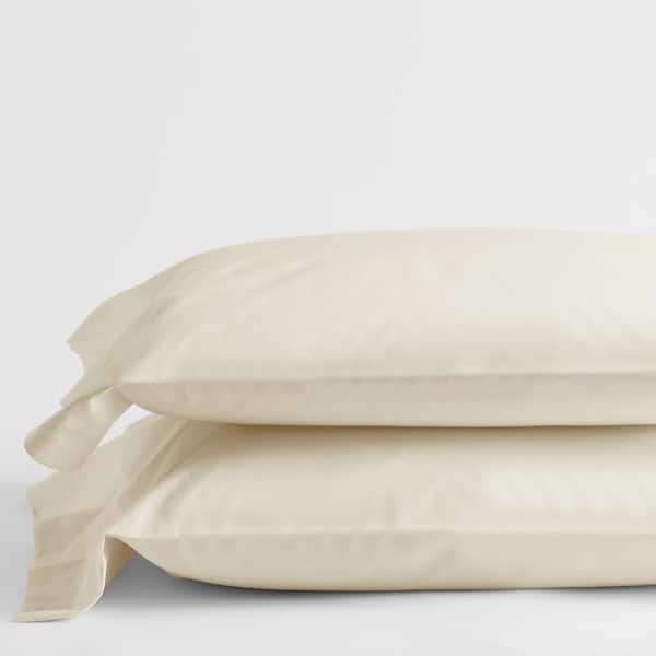The Company Store Legends Hotel Organic Ivory Solid 300-Thread Count Cotton Percale Standard Pillowcase (Set of 2)