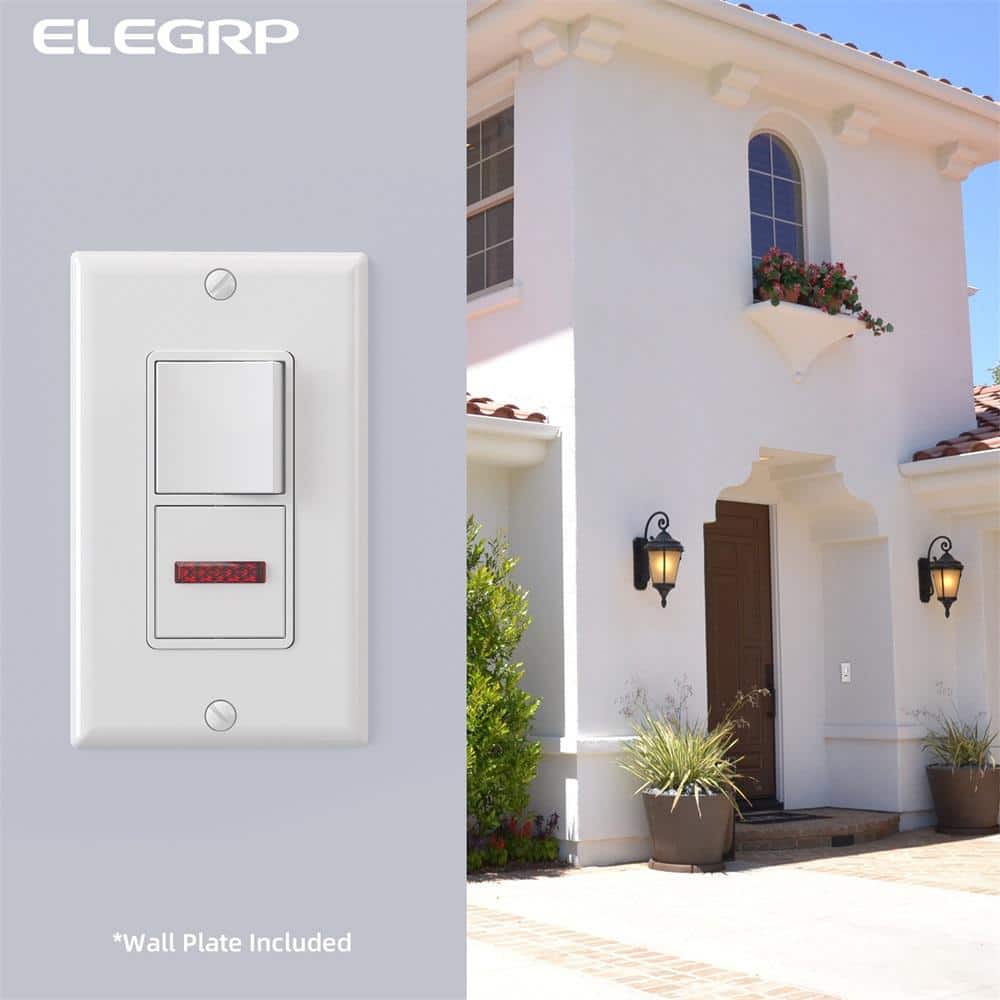 White Single Pole Rocker Light Switch with Pilot Light, 2-Pack