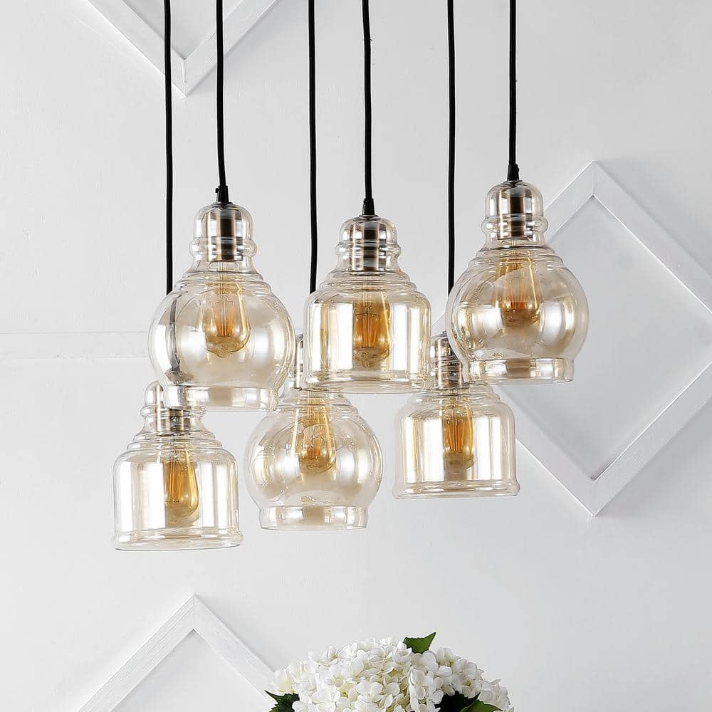 Sydney 18.88" Nickel Glass Bohemian LED Pendant Light