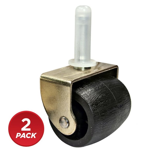 2 in. (51 mm) Brass and Black Swivel Stem Caster with 126 lb. Load Rating (2-Pack)