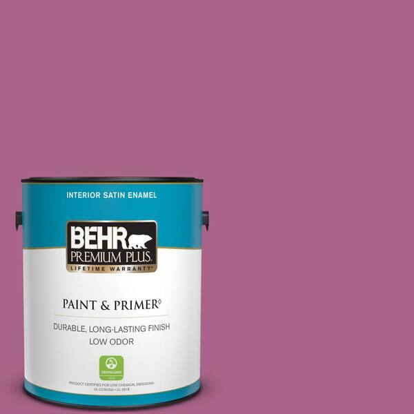BEHR PREMIUM PLUS 1 gal. #690B-6 Wild Mulberry Satin Enamel Low Odor Interior Paint & Primer