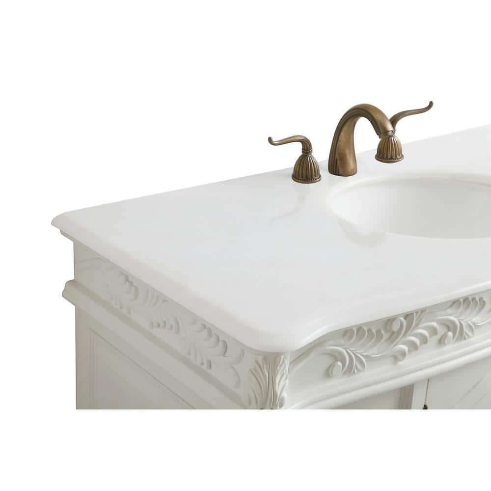 Antique White 48" Freestanding Single Vanity with Quartz Top