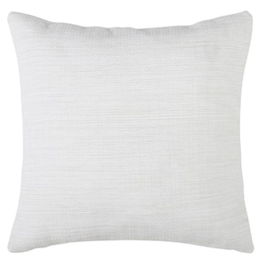 18 in. x 18 in. White Outdoor Waterproof Yarn Dyed Throw Pillow (2-Pack)