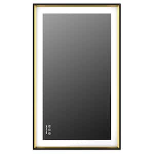 40 in. W x 24 in. H Rectangular Aluminium Framed Dimmable Wall Bathroom Vanity Mirror in Black with LED Light