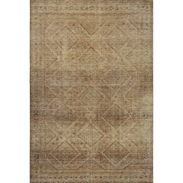 Mayfield Premium Machine Washable Abstract AMF2060 Khaki 10 ft. x 14 ft. Area Rug