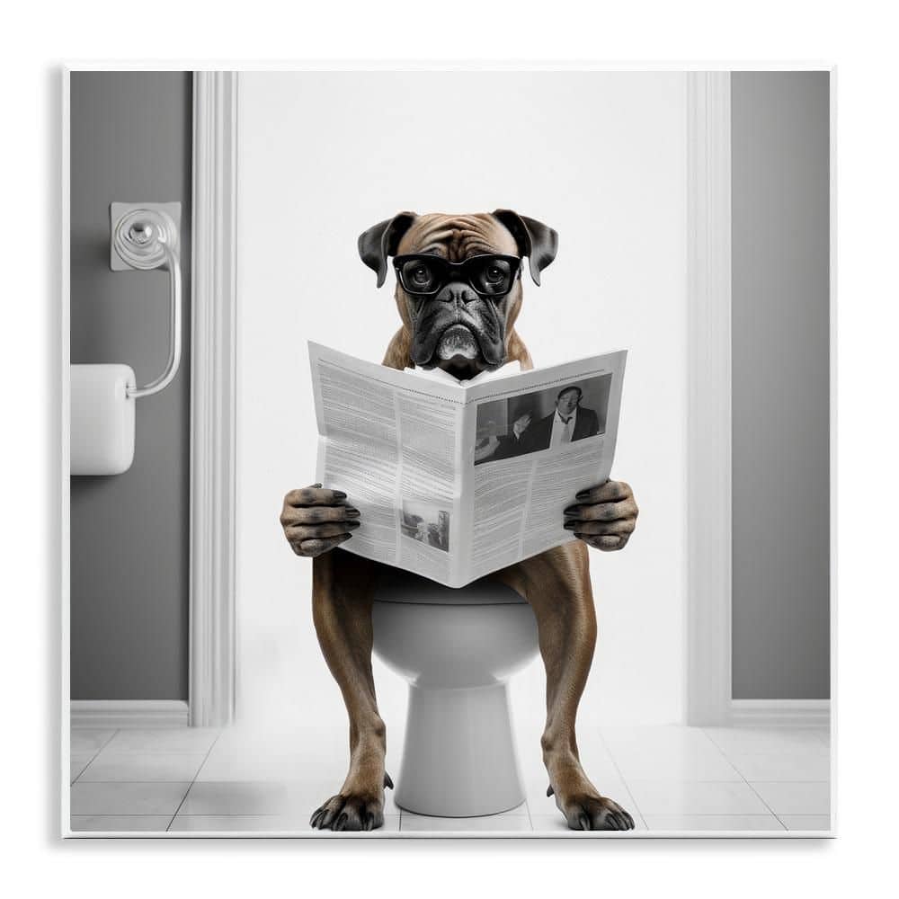 Boxer Dog and Newspaper by Lazar Studio 1 Piece Unframed Animal Graphic Art Print 12 in. x 12 in. price history on PriceWatchPro
