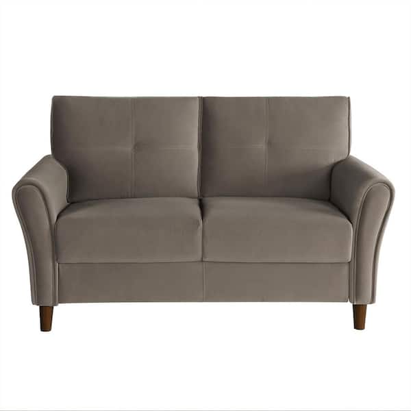 EVERGLADE HOME Halton 57 in. W Flared Arm Velvet Straight Love Seat in Brown