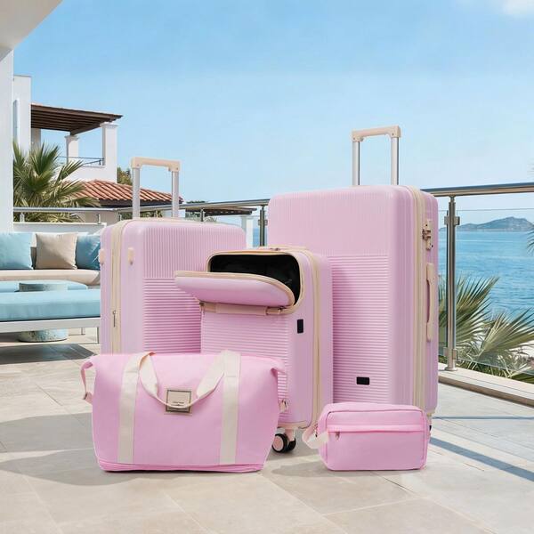 Merax 5 Bags 5-Piece Light Pink Expandable ABS Luggage Set with