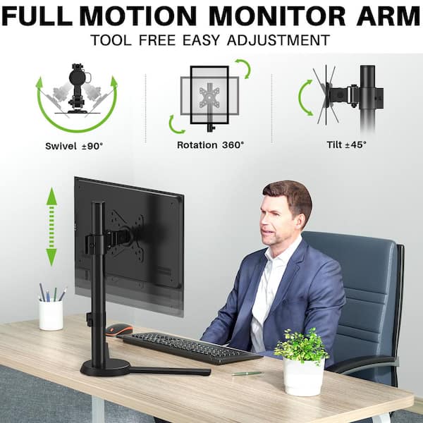 ERGONOMIC SCREEN ARM TV LCD Dual MONITOR DESK MOUNT BRACKET 360° SWIVEL 13-27" 