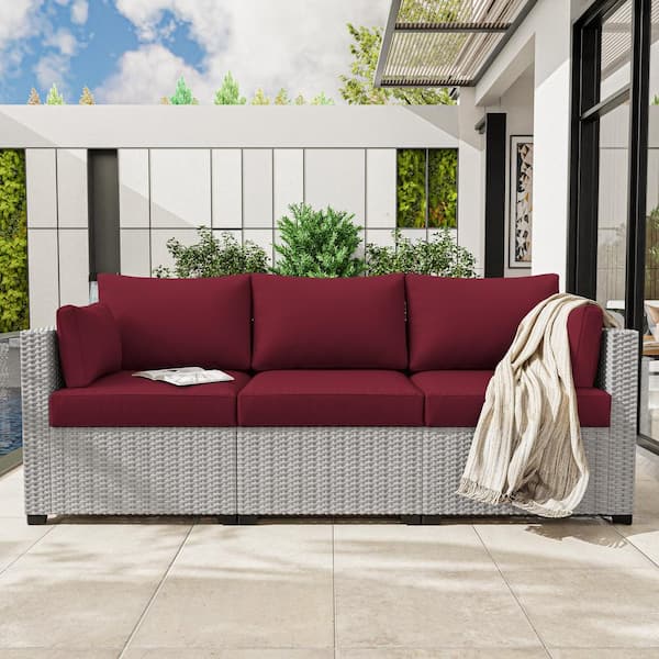 8-Piece 25.6 in. Outdoor Replacement Lounge Cushion Covers Burgundy