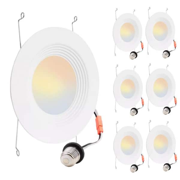 KOAOEIRS 6 in. Adjustable 5CCT Retrofit Recessed Lighting Dimmable E26 Screw in Fixtures LED Recessed Light Trim (6-Pieces)