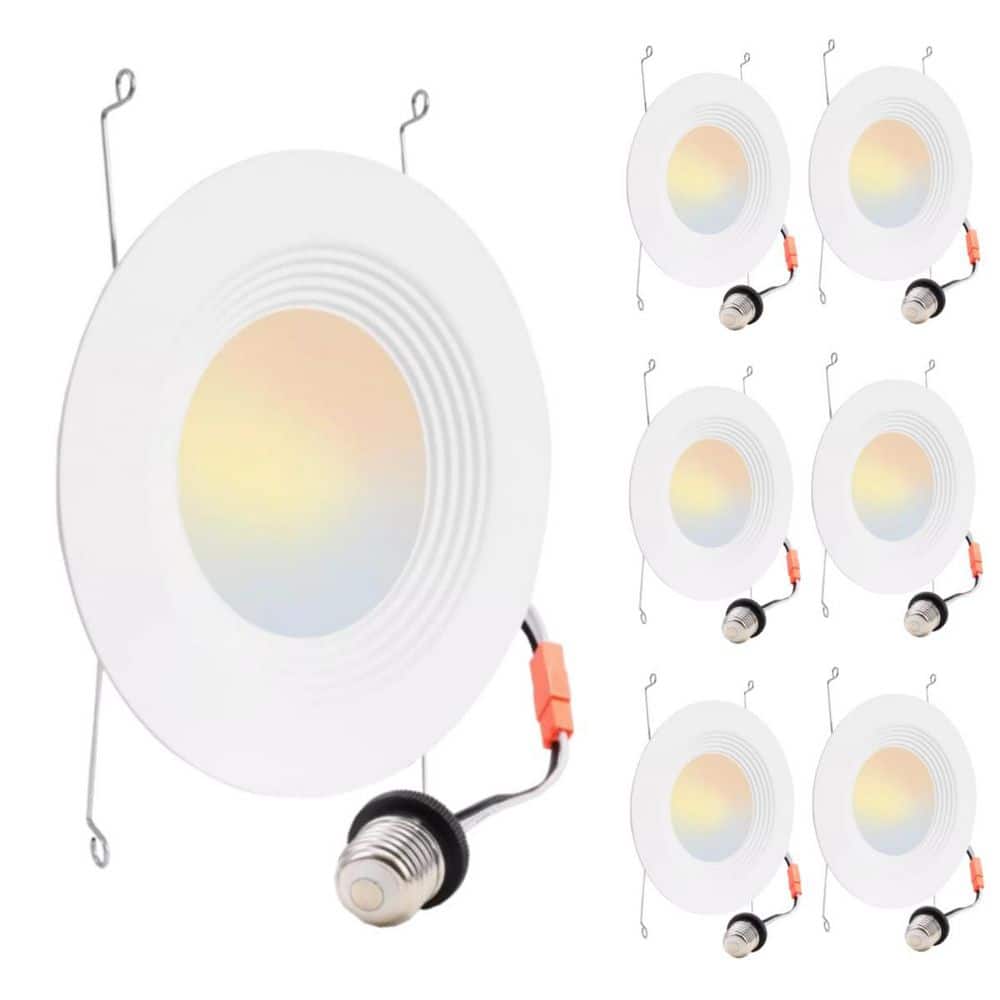 KOAOEIRS 6-pack 6 in. Adjustable 5CCT Retrofit Recessed Lighting