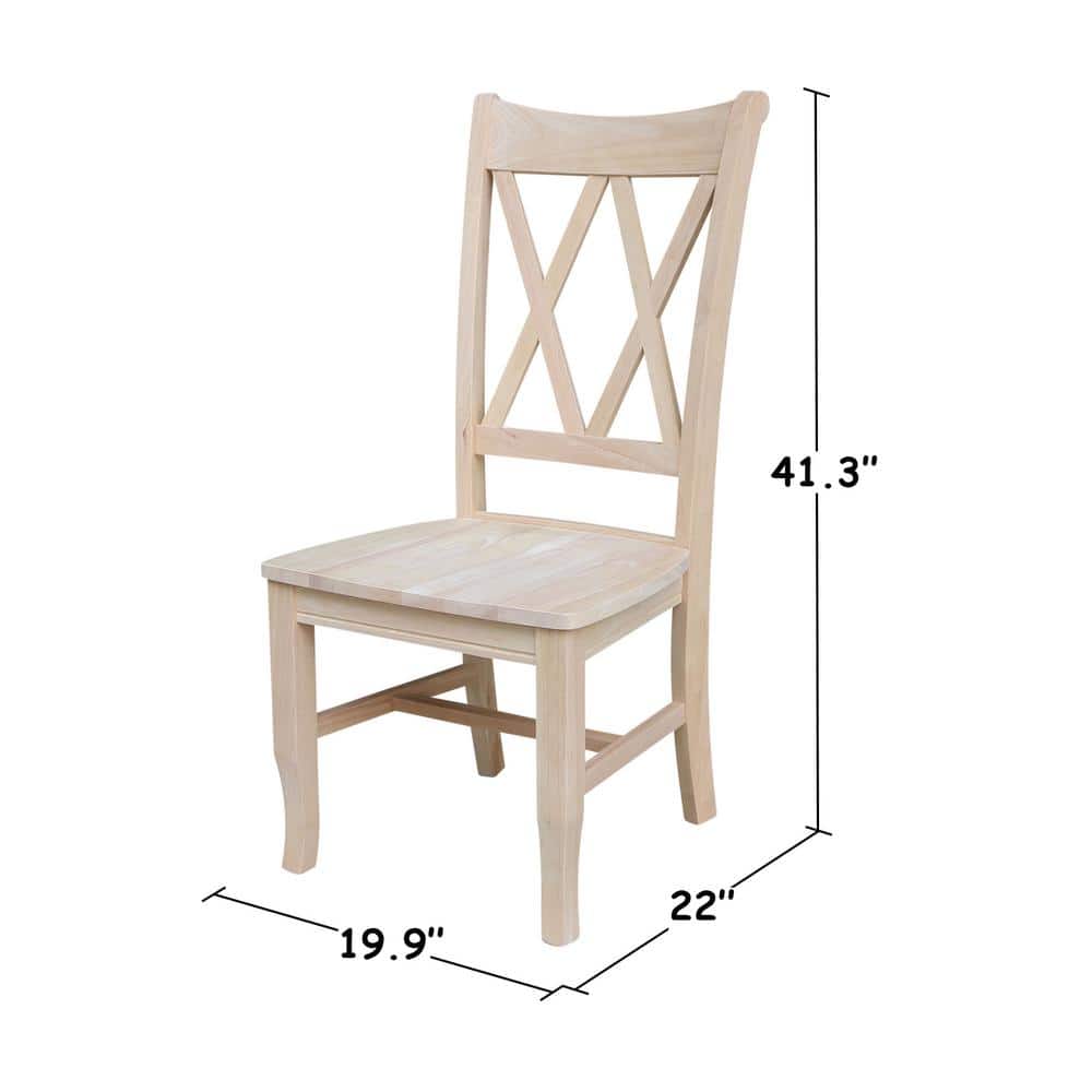 Elegant White Solid Wood High Cross-Back Side Chair, Set of 2