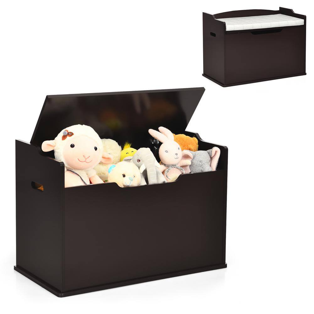 Brown MDF Flip-top Kids Toy Box with Cushion