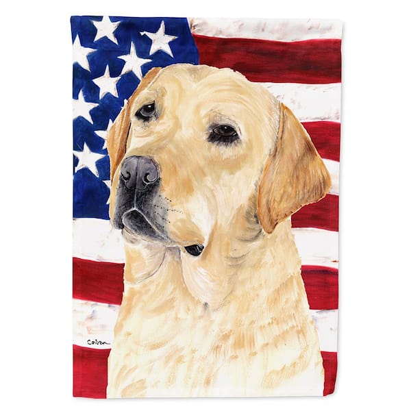 0.91 ft. x 1.29 ft. Polyester USA American Flag with Labrador 2-Sided 2-Ply Garden Flag
