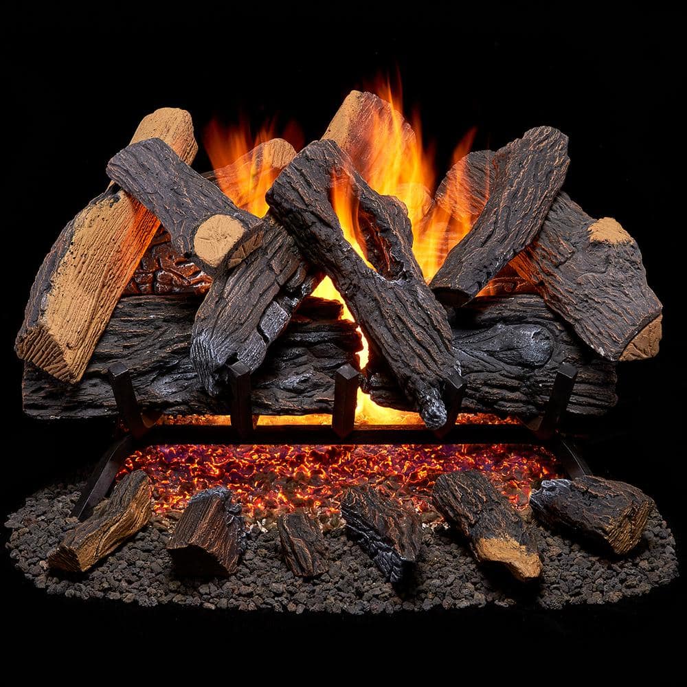 Vented Natural Gas Fireplace Log Set - 24 in., 55,000 BTU, Heartland Oak