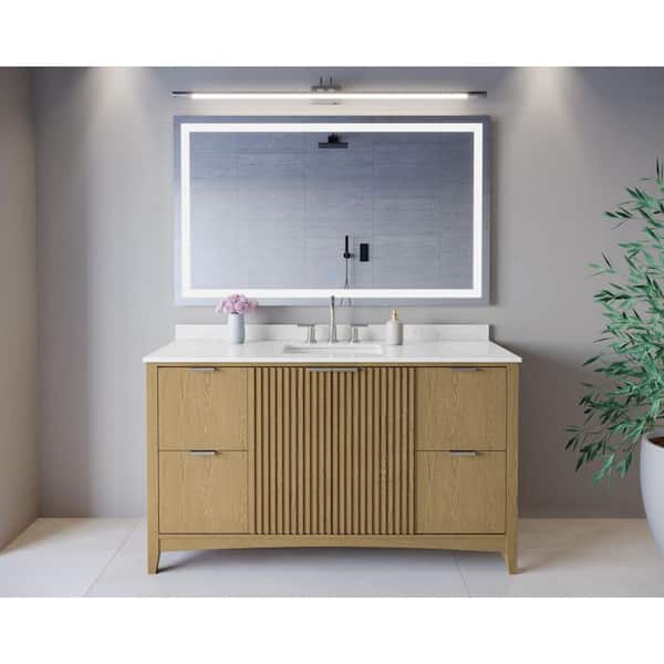 Palmilla 60 in. Single Freestanding Natural Oak Bath Vanity with Carrara Cultured Marble Top Assembled