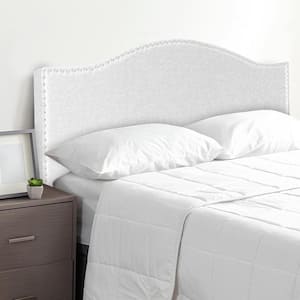 White Headboards for Full Size Bed, Nail Head Bed Headboard, Upholstered Height Adjustable Full Headboards