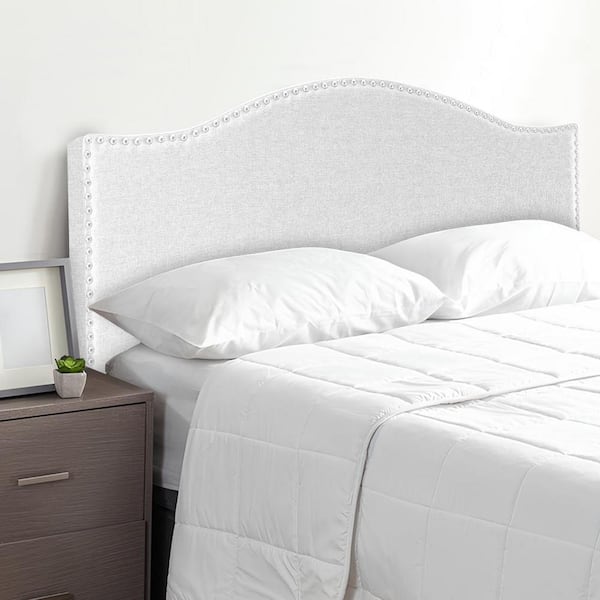 MAYKOOSH White Headboards for Queen Size Bed, Upholstered Nail Head Bed Headboard, Queen Headboard, Wall Mounted Headboard