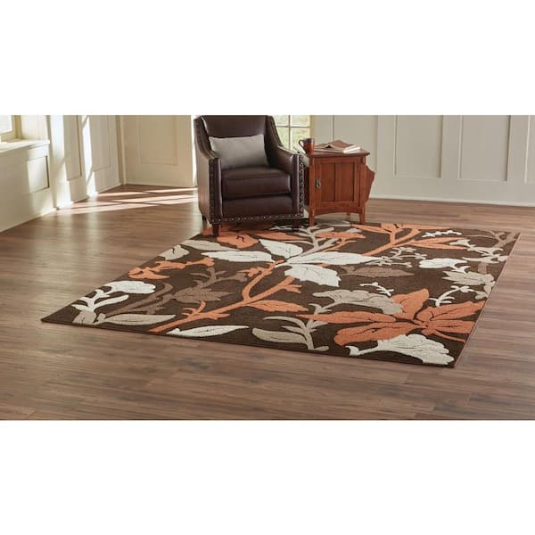 Blooming Flowers Brown/Rust 9 ft. x 13 ft. Area Rug