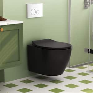 Liberty 1-Piece 1.1/1.6 GPF Dual Flush Wall-Mounted Elongated Toilet Bowl in Black