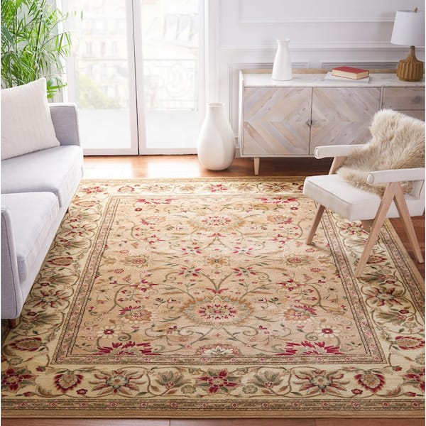 Lyndhurst Beige/Ivory 12 ft. x 18 ft. Border Floral Antique Area Rug