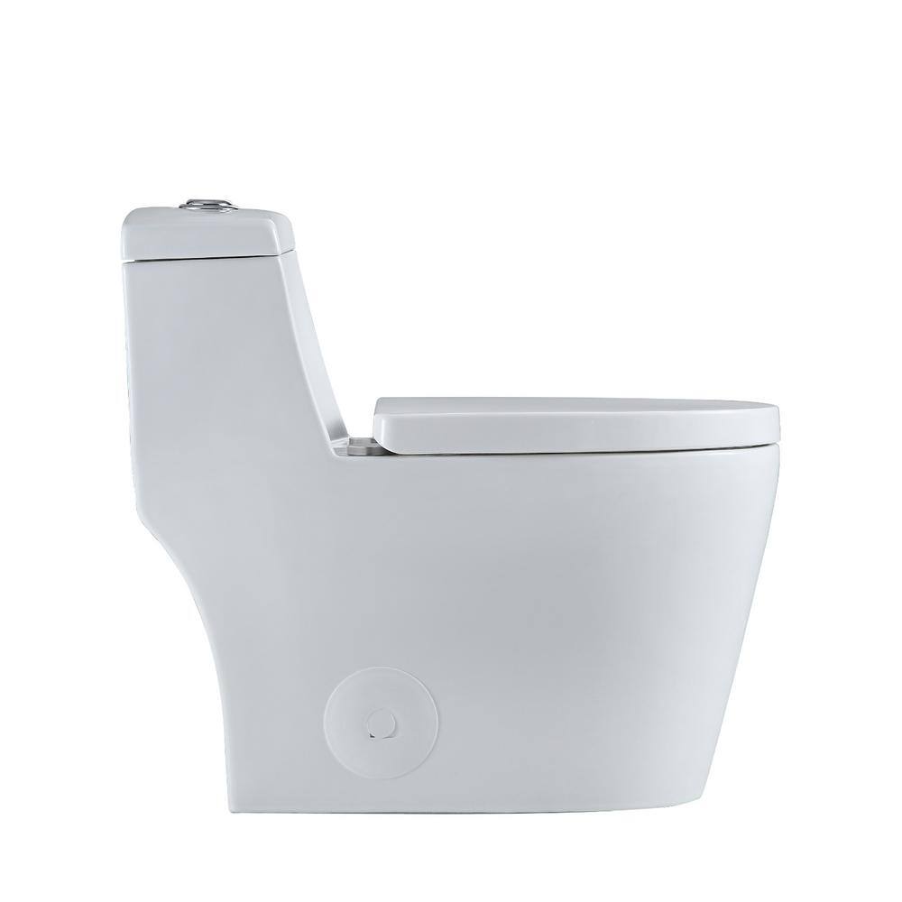White Ceramic Dual Flush Elongated One-Piece Toilet