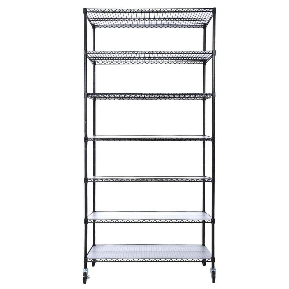 Black 7-Tier Metal Wire Shelving Unit (48 in. W x 82 in. H x 18 in. D) price history on PriceWatchPro