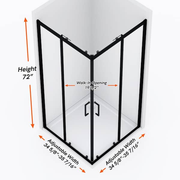 imperiol 36 in. W x 72 in. H Square Double Sliding Framed Corner