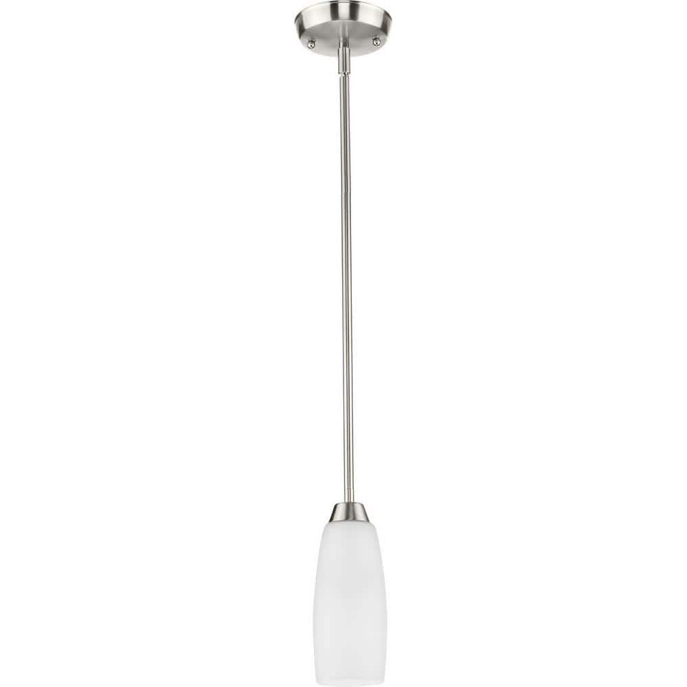 Brushed Nickel Mini Pendant with Etched Glass Shade