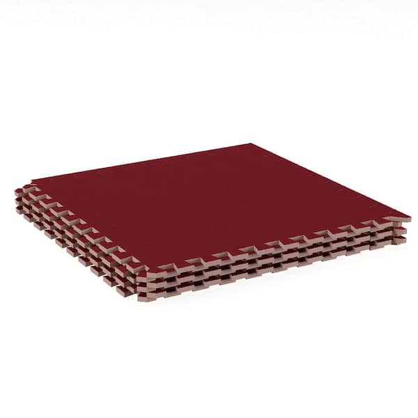 Stalwart Red 24 in. x 24 in. EVA Foam Floor Mat with Carpet Top (6-Pack)