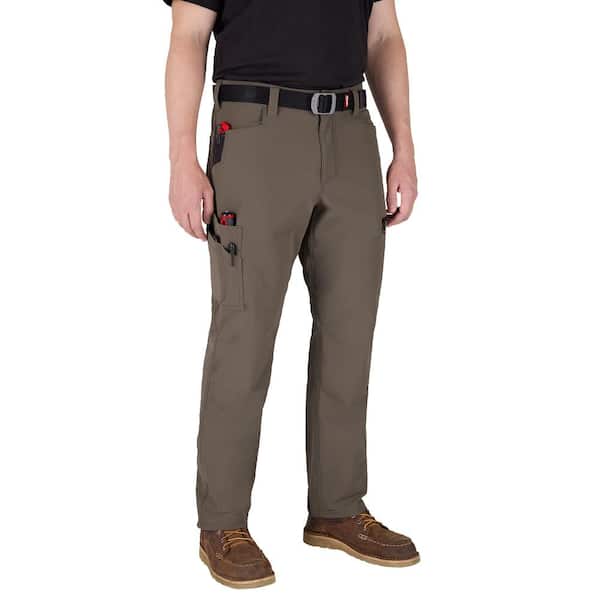 Milwaukee Men's 30 in. x 34 in. Brown FREEFLEX Tech Work Pants