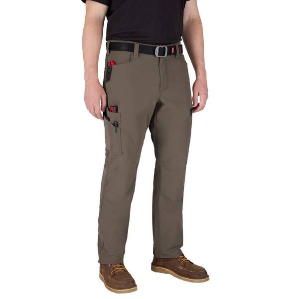 Milwaukee Men's 40 in. x 32 in. Brown FREEFLEX Tech Work Pants